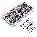 200PCS Barrel Snap Swivel Fishing Accessories, Premium Fishing Gear Equipment with Ball Bearing Swivels Snaps Connector for Quick Connect Fishing Lures