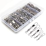 200PCS Barrel Snap Swivel Fishing Accessories, Premium Fishing Gear Equipment with Ball Bearing Swivels Snaps Connector for Quick Connect Fishing Lures