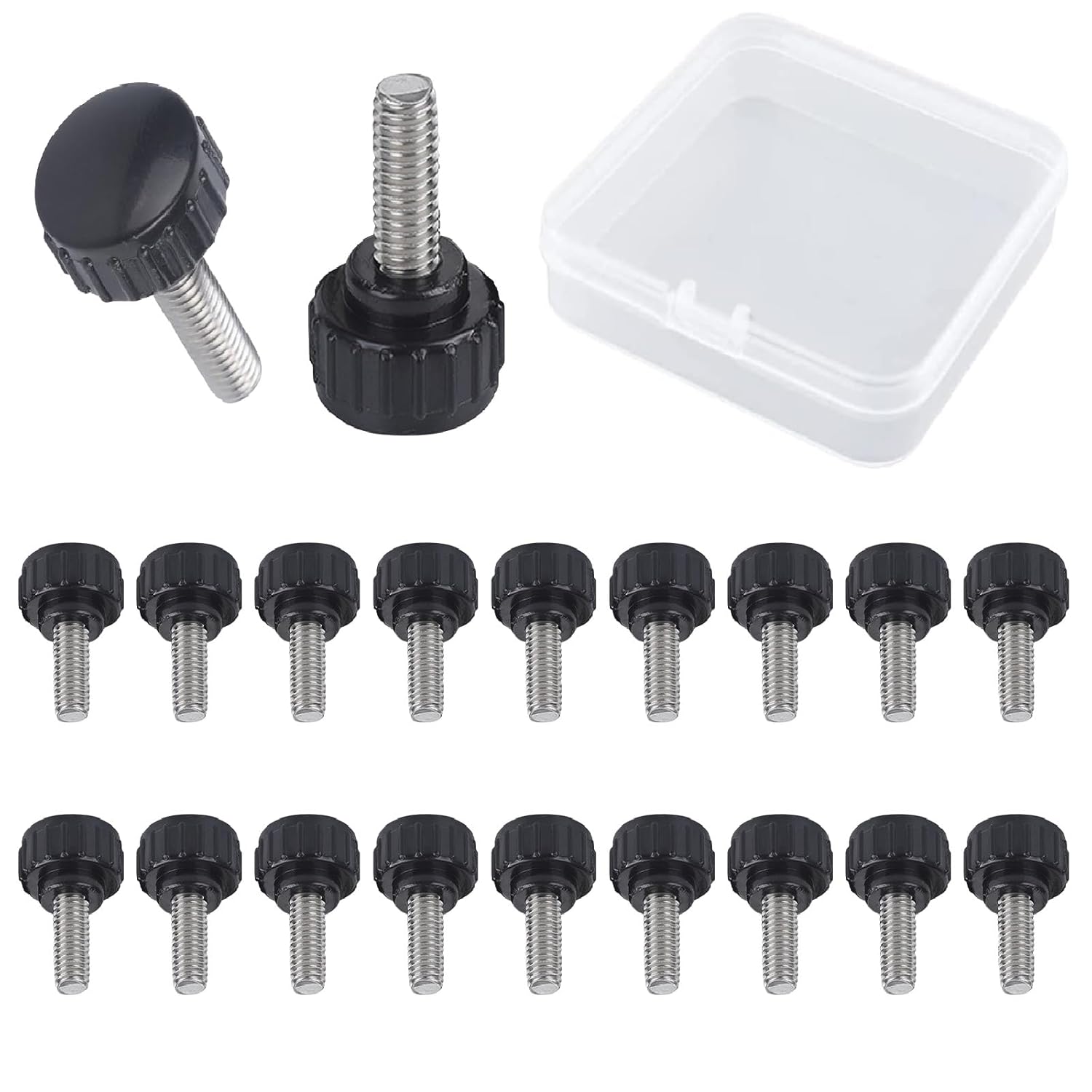 MOROBOR Knurled Knobs, Knurled Thumbscrew Screw, 20pcs M3 x 8 mm Steel