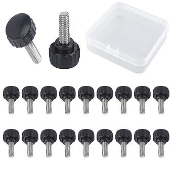 MOROBOR Knurled Knobs, Knurl Thumbscrew Screw, 20pcs M3 x 8 mm Steel Threaded Knurled Thumbscrew Grip Knobs Thumb Screw for Machinery Latche with Storage Case