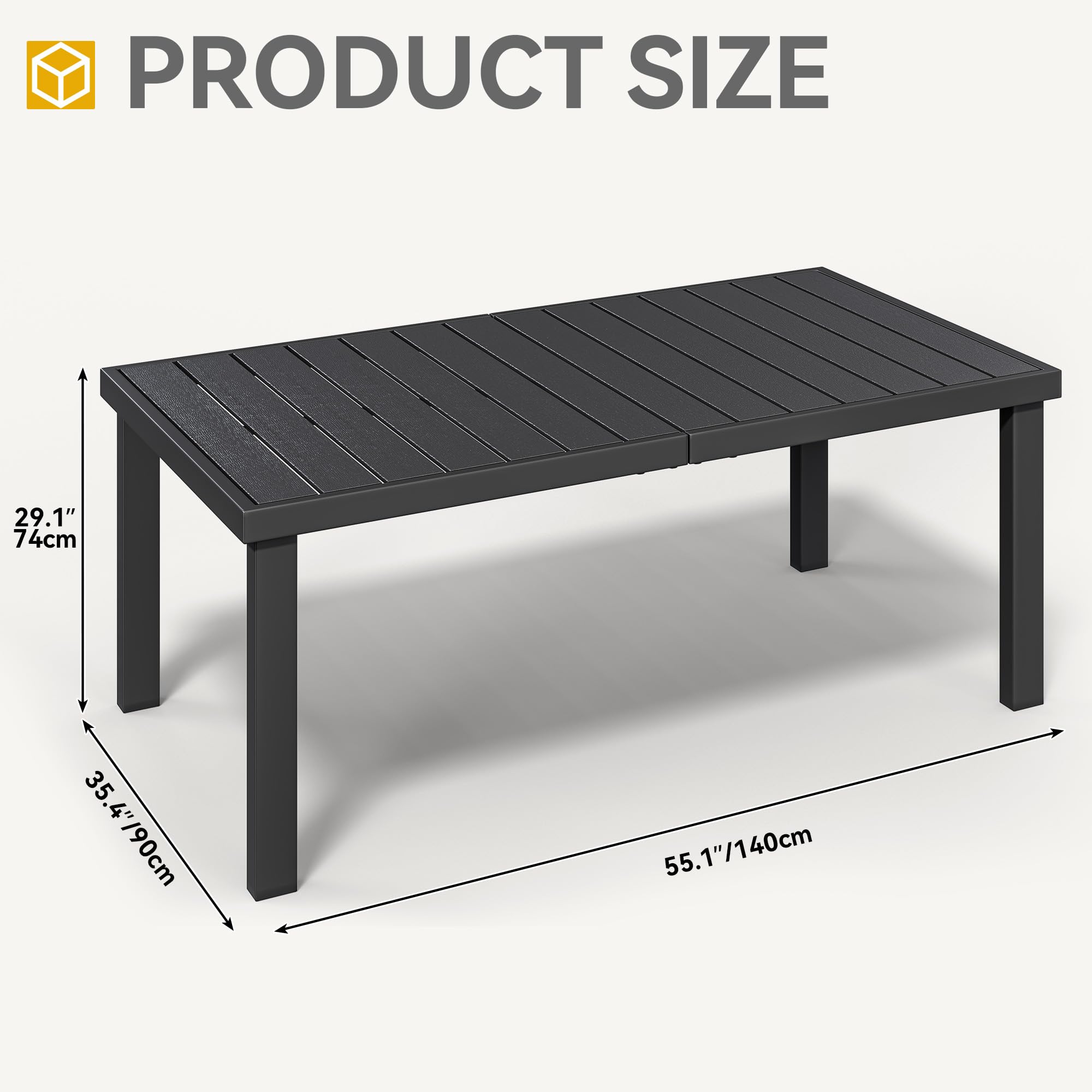 DWVO Aluminium-Gartentisch 140cm, Outdoor Tisch für Terrasse & Garten
