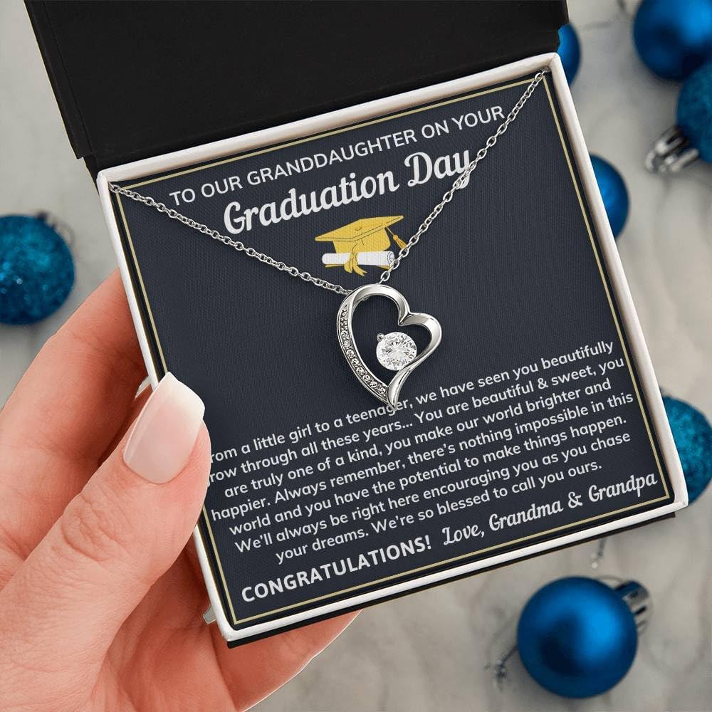 Granddaughter Graduation Gift from Grandma & Grandpa, Gifts for Granddaughter Graduation Class of 2026 Necklace with Message Card and Gift Box