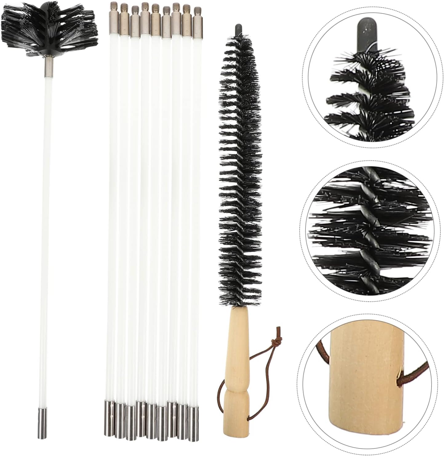 MAGICLULU 1 Set Chimney Cleaning Brush Flue Brush with Flexible Rods and Handle for Efficient Fireplace Dryer Vent Maintenance