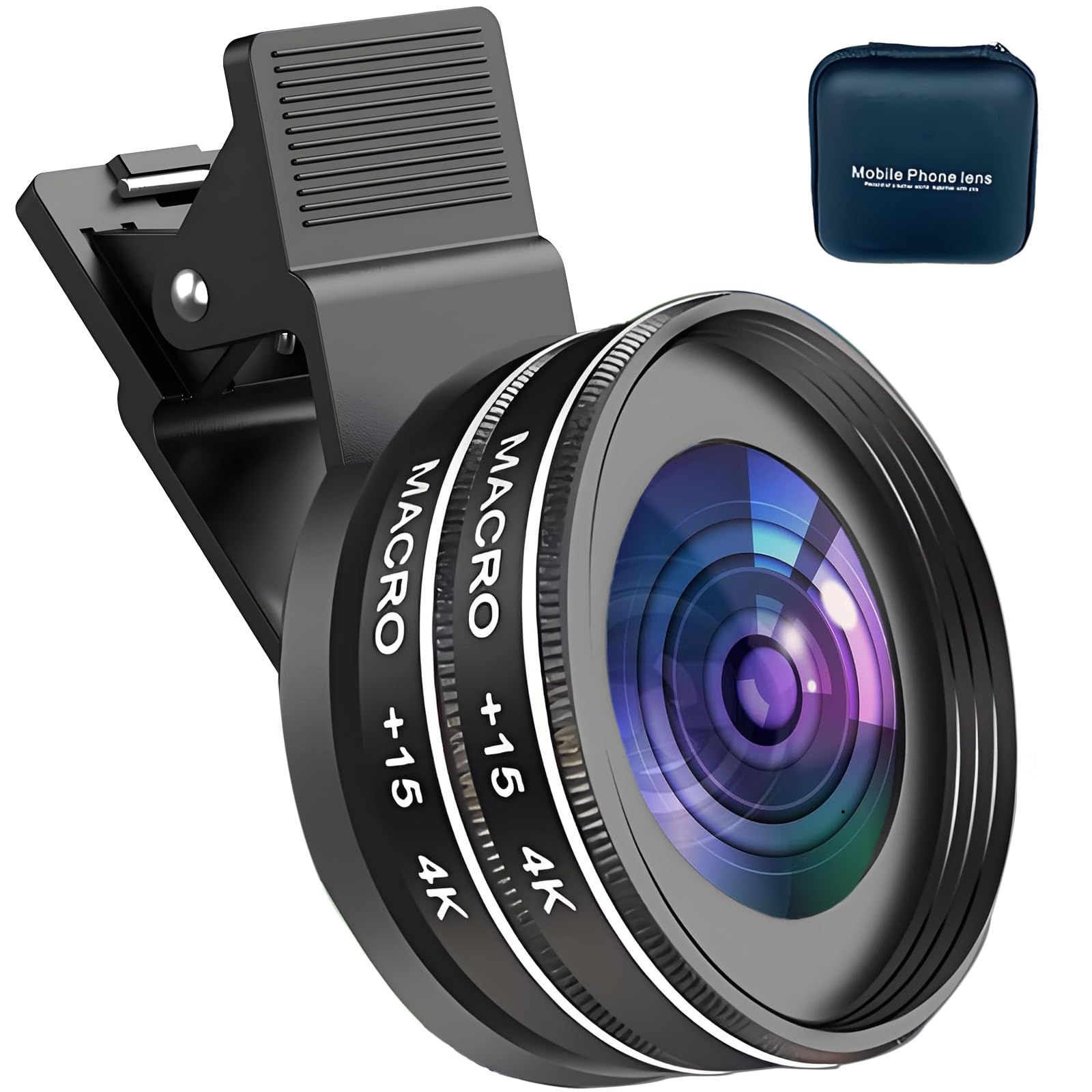 2 en 1 Objectif Macro pour Téléphone, 15-30x Objectif avec Clip, 2 Macro Lens 15x, Compatible avec iPhone, Pixels, Samsung Galaxy, Huawei, Xiaomi