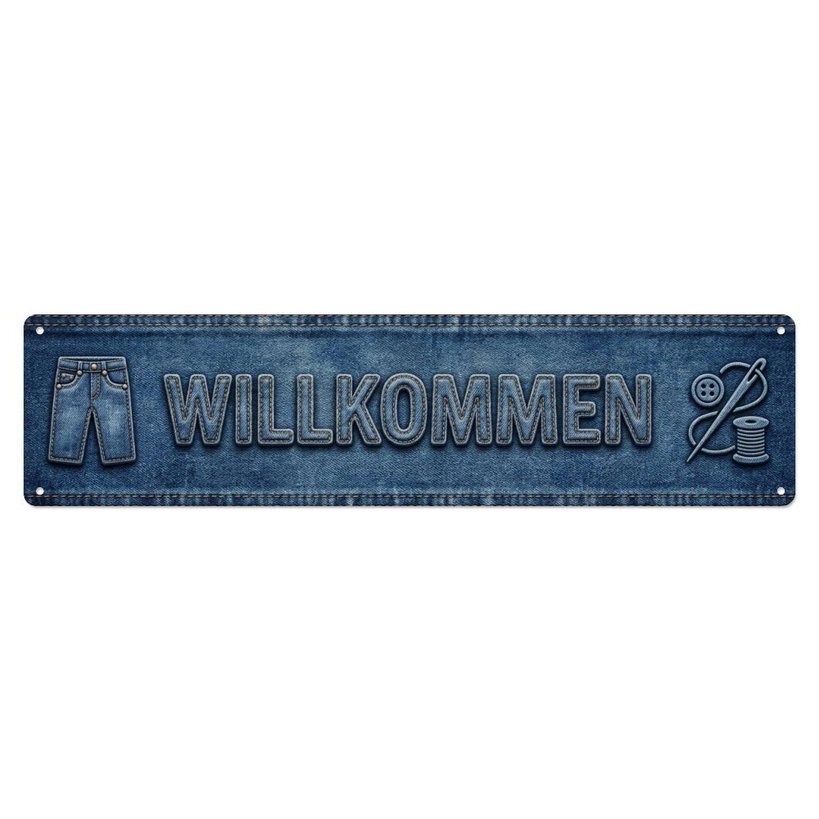 Denim Jeans Fabric Casual Welcome 1 Metal Tin Sign