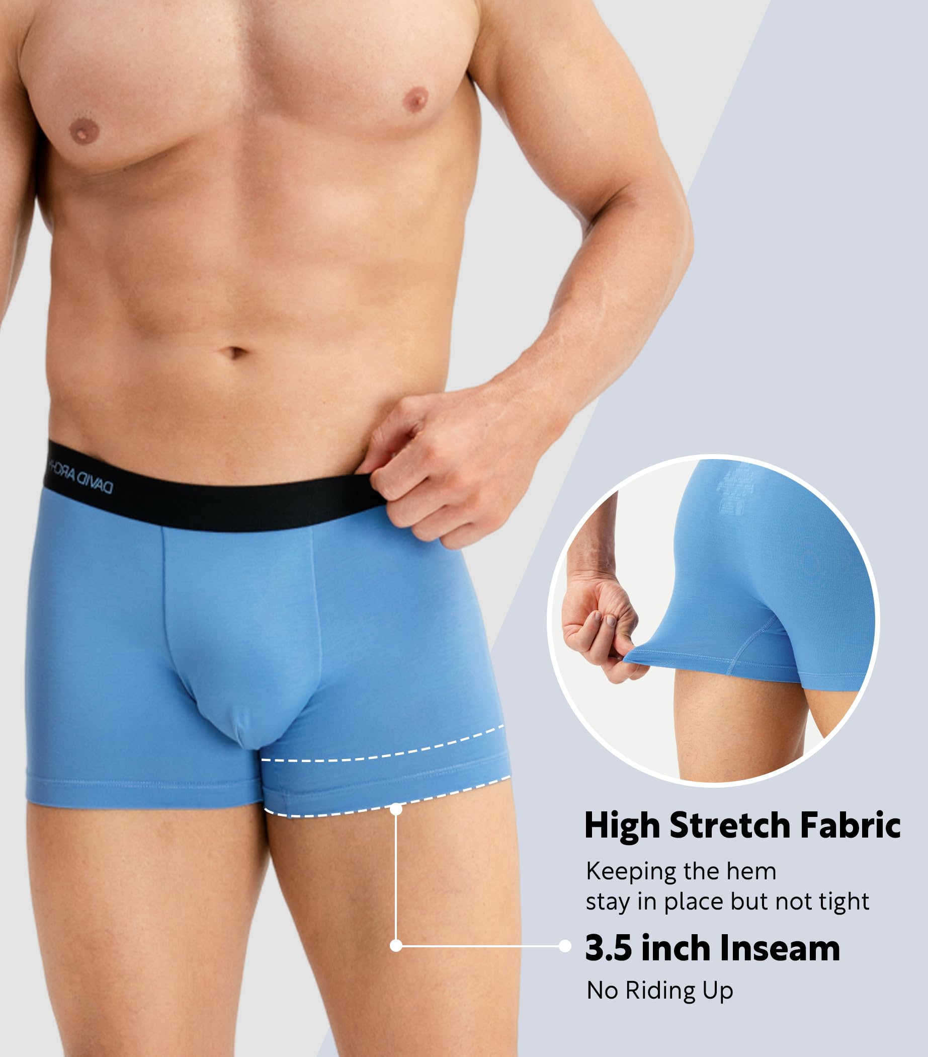 DAVID ARCHY Boxer da Uomo Confezione da 7 Pantaloni Comodi Mutande in bambù morbide e Traspiranti