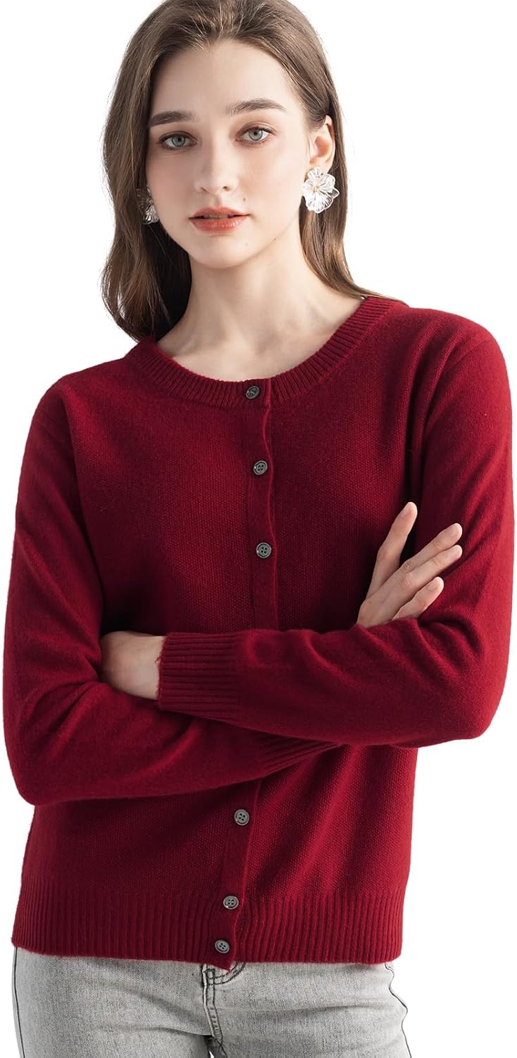 Chanyarn Women's 100% Pure Cashmere Cardigan Crew Neck Long Sleeve 2025 Fall Winter Warm Soft Knit Cardigan Sweater