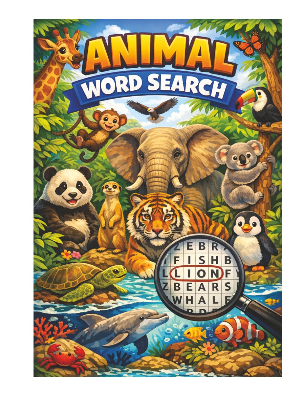 ANIMAL WORD SEARCH: Word Search for Animal Lovers Paperback Interior 8.5X11, 102 pages 50 Puzzles, Solutions Included