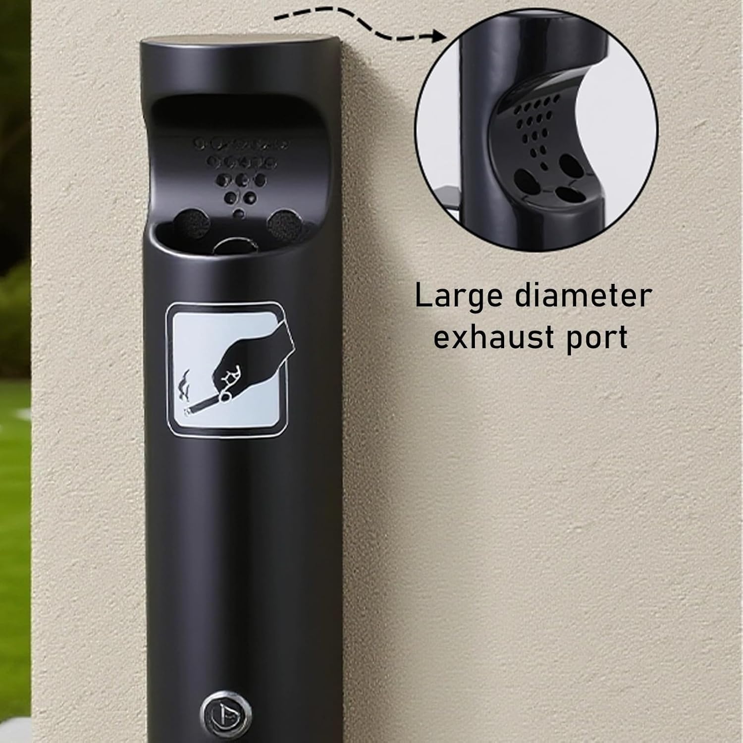 Wall Mounted Ashtray for Outside with Lid, Steel Cylinder Smoking Receptacles, Commercial Smokers Outpost with Lockable Bottom Cover, for Hotels, Shopping Malls(Silver)