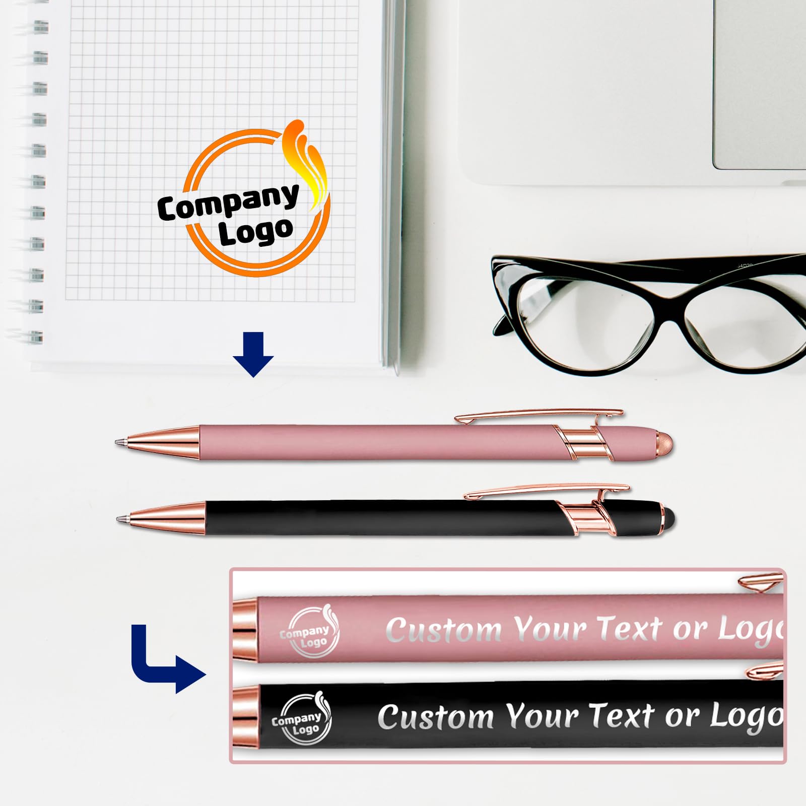 Personalisierte Stifte mit Namen Gravierte Stifte Bulk Custom Kugelschreiber mit Logo Text Kundenspezifische Business Stifte Schwarze Tinte Stylus Abschlussfeier Geburtstag Büro Männer Frauen Lehrer