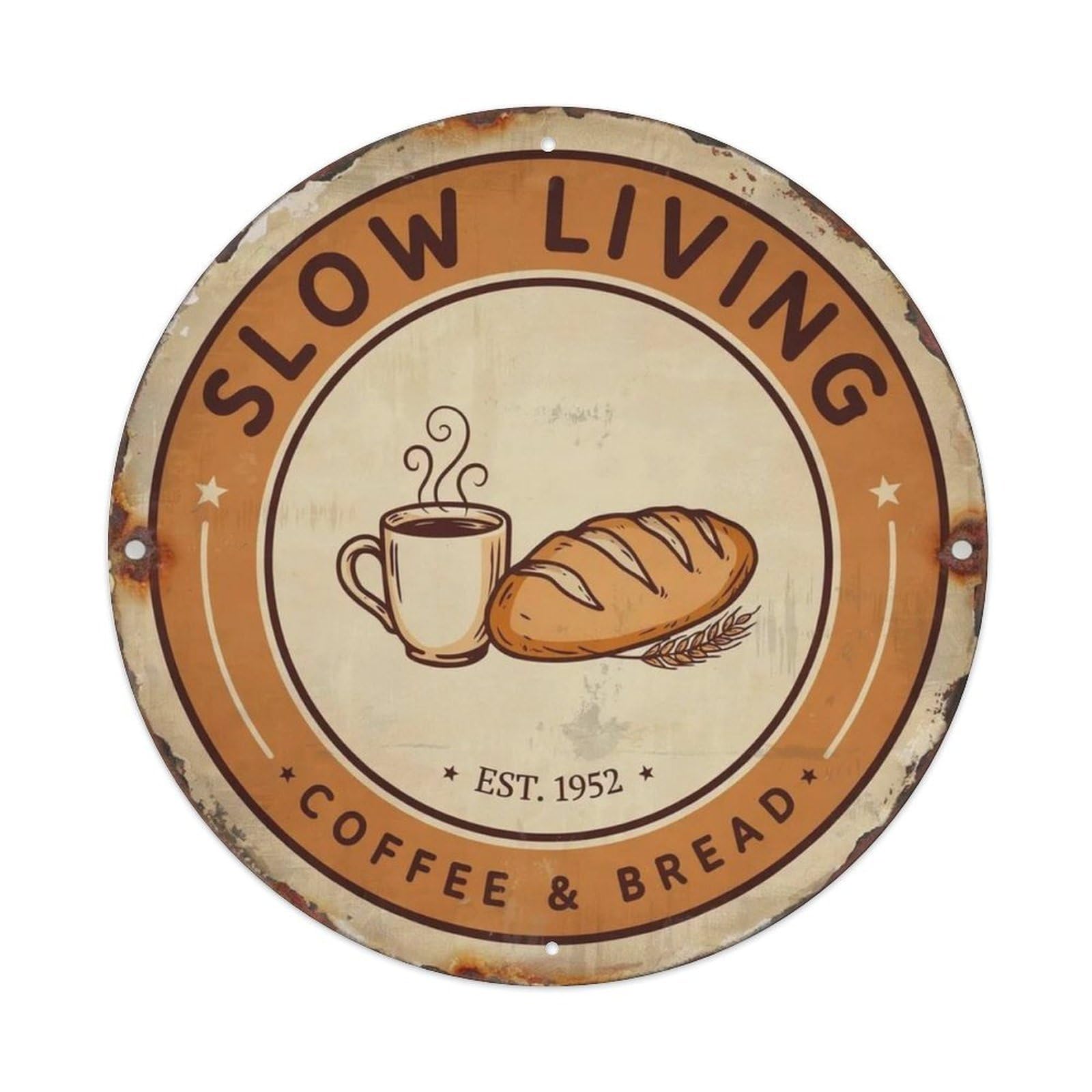 Slow Living Hand Drawn Metal Tin Sign Plaque
