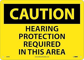 NMC C88RB CAUTION - HEARING PROTECTION REQUIRED IN THIS AREA Sign - 14 in. x 10 in., Black Text on Yellow, Rigid Plastic Caution Sign