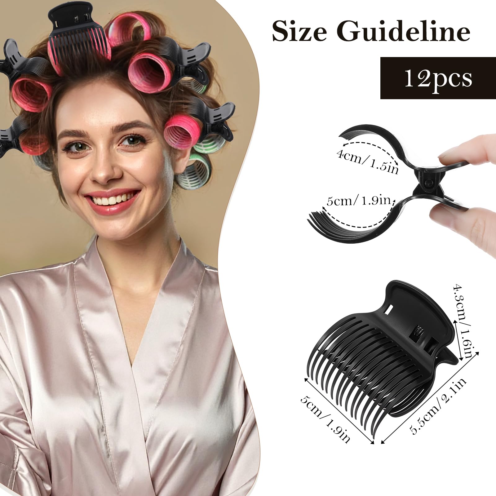 YUXIANLB Hair Curler Claw Clips Hot Roller Clips 12PCS Plastic Replacement Hair Perm Insulation Clip Safety Heat Resistance Lightweight Heated Roller Clip for Women Hairs Section Styling Salon - Image 3