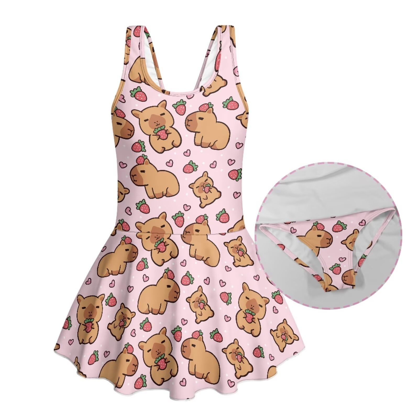 Biyejit Costume da bagno da bambina senza maniche, con gonne, per spiaggia, sport, vacanze, età 3-13 anni