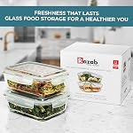 Razab 6.5 Coupes / 52 Oz 2 Emballage Grand récipient en verre Entreposage alimentaire avec lids - Conteneur de préparation pour repas grand format, sans BPA et étanche, idéal pour la dinde rôtie, magasin laissé - Micro-ondes & Sûre
