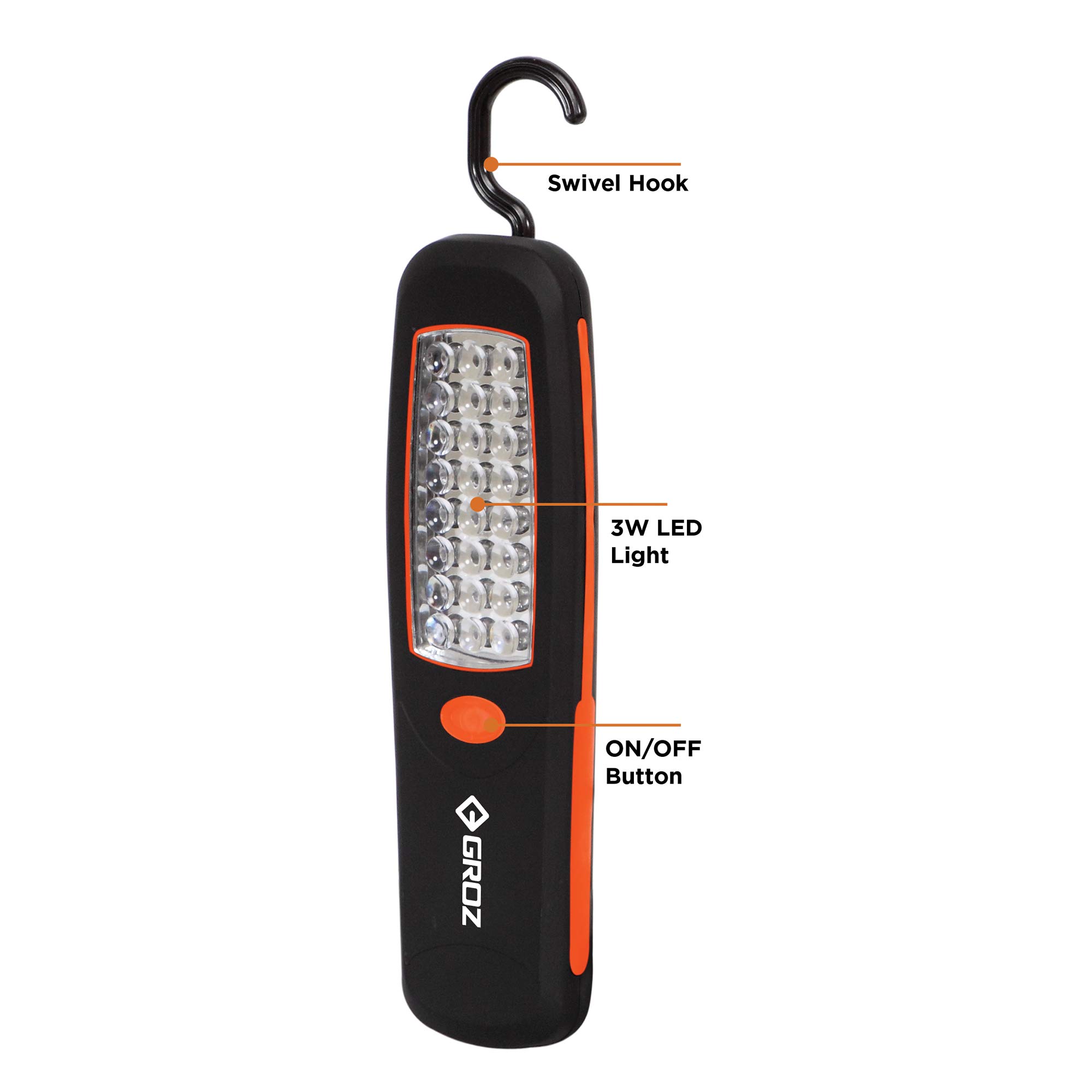Groz 3W LED Inspection Lamp| Impact Resistant Body| Integrated 360