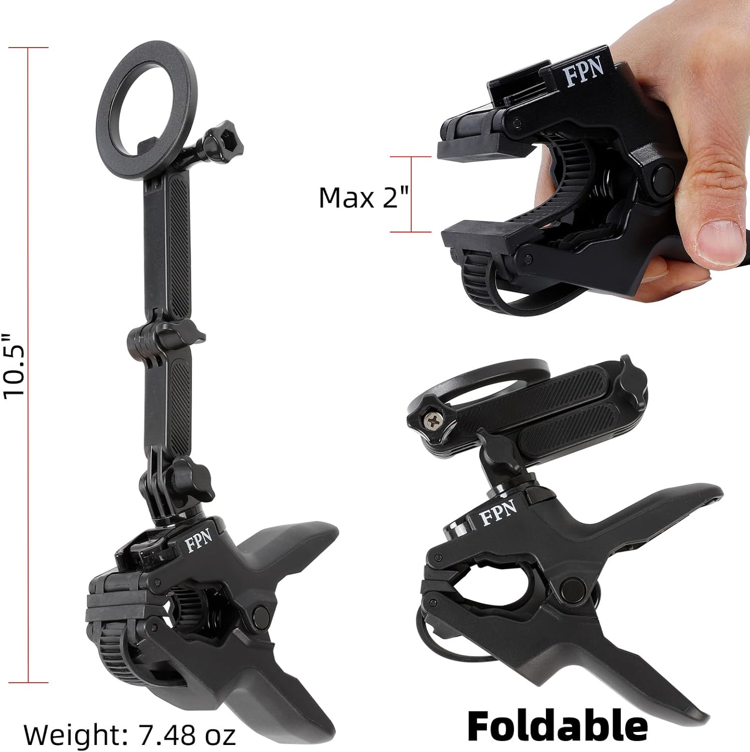 Magnetic Guitar Head Phone Holder Mount for Live Broadcast Video Recording, Cell Phone Clamp Clip Compatible with Magsafe iPhone 17 16 15 14 13 12 Series