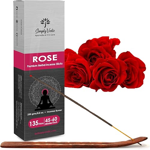 Varillas de incienso rosa de 8.82 oz (aproximadamente 135 varillas de incienso de alta calidad + soporte de incienso)  Dura 60 minutos, ideal para