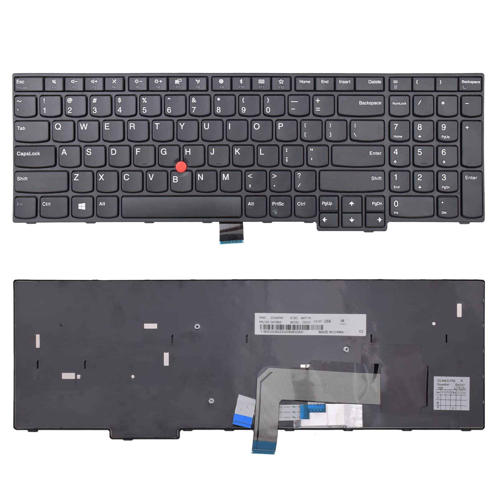TLBTEKKeyboard Replacement with Frame and Pointer Compatible with Lenovo IBM ThinkPad E570 E570C E575 Series Laptop