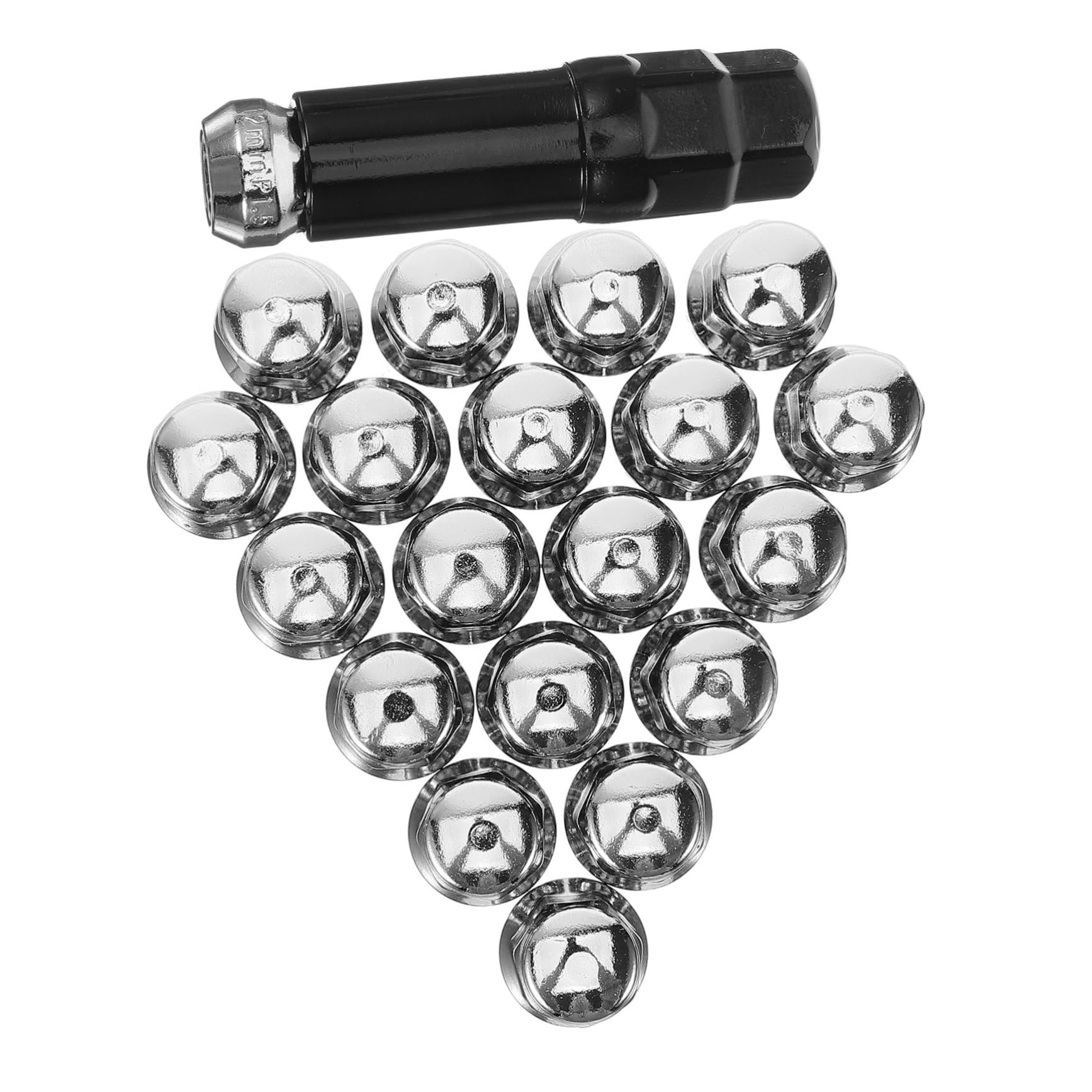 Capuchons D’écrou de Roue pour Voiture M12x1.5 Acier Argenté 21pcs | Accessoires Pneus et Jantes Auto, Montage Facile, Aspect Soigné, Lot de 21 Pièces
