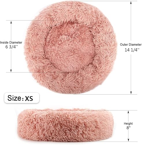 Miniatura 4 de NOYAL cama de dona para perro o gato, suave cojín de felpa, antideslizante lavable a máquina, cama calientita para mascotas, mejora el sueño de los