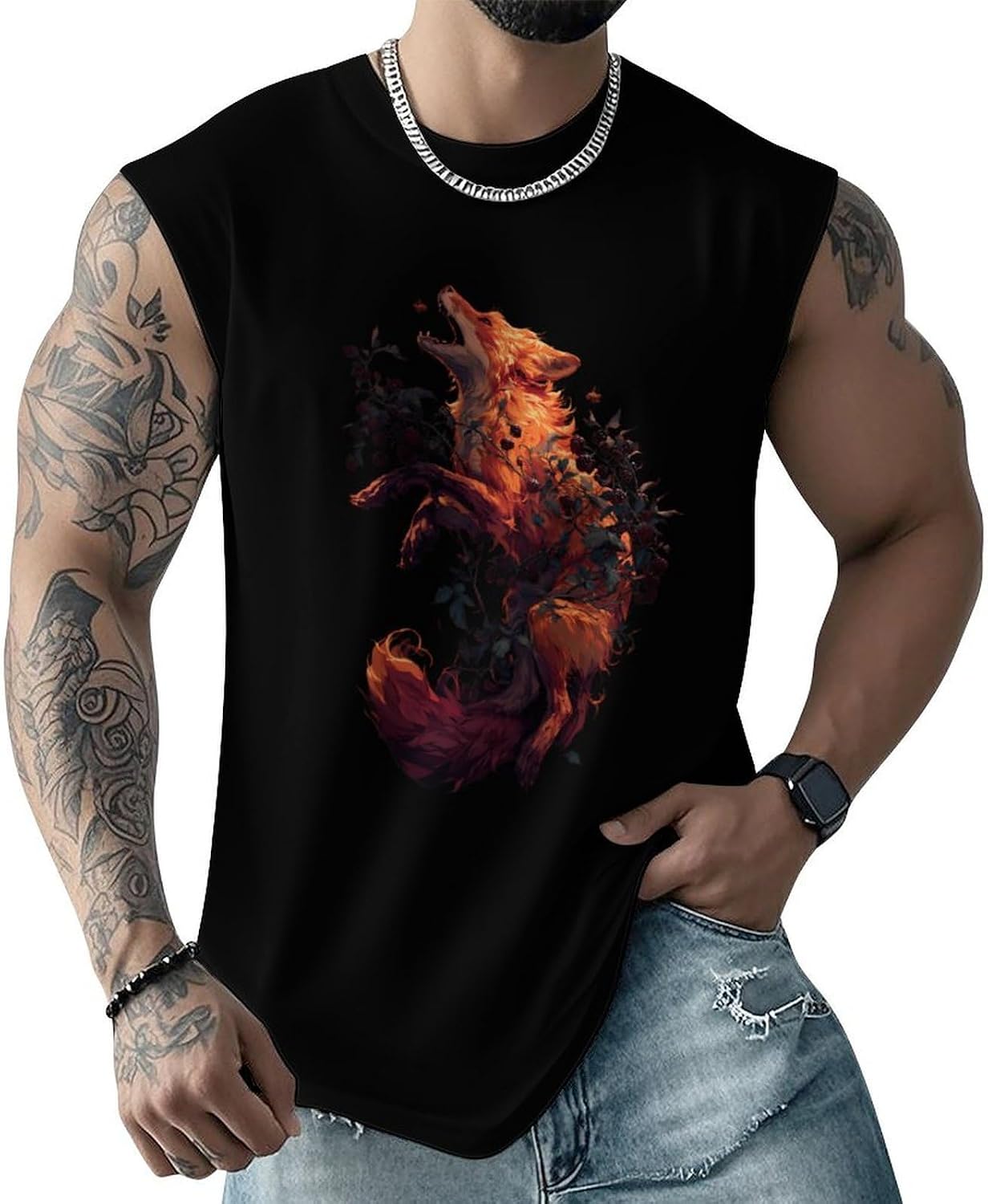 Foxes and Berry Men Summer Sleeveless Crew Neck Top 5XL