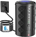 UWIWUTEI Tower Power Strip Surge Protector with 16 Outlets and 5 USB Ports (2 USB-C), 6FT Extension Cord with Multiple Outlets,Heavy Duty Charging Station,Home Office Dorm Room Essentials. No Wireless Charging