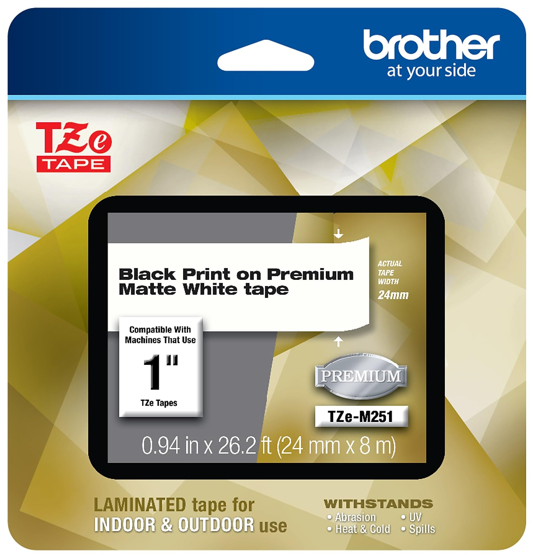 Amazon.com: Brother P-Touch TZe-M251 Black Print on Premium Matte