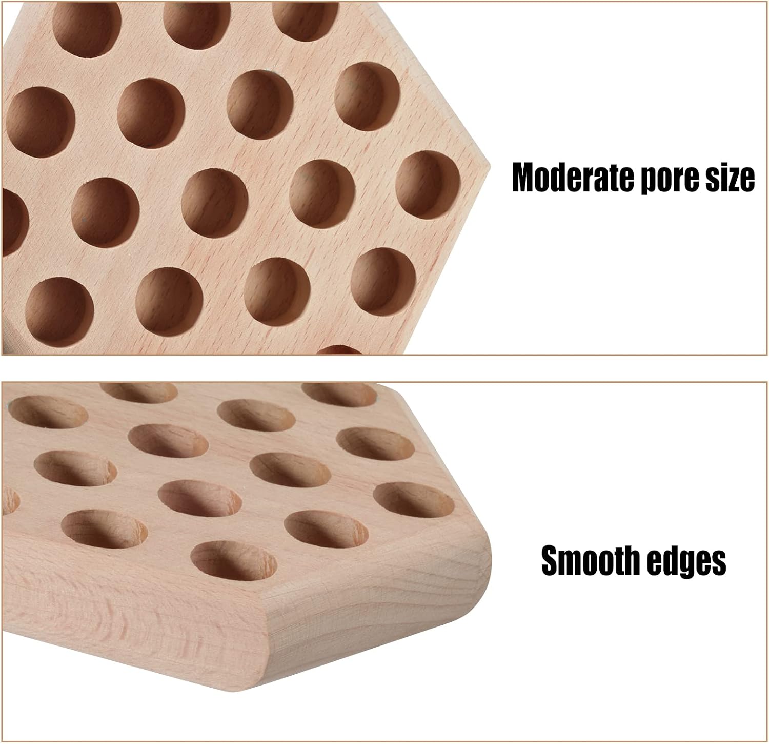 Wooden Pliers Organizer - Hexagon Pliers Rack with 19 Holes - Beech Wood - Brown - 5 x 5 x 0.88 inches - Indoor Use - Tabletop Mounting - No Assembly Required