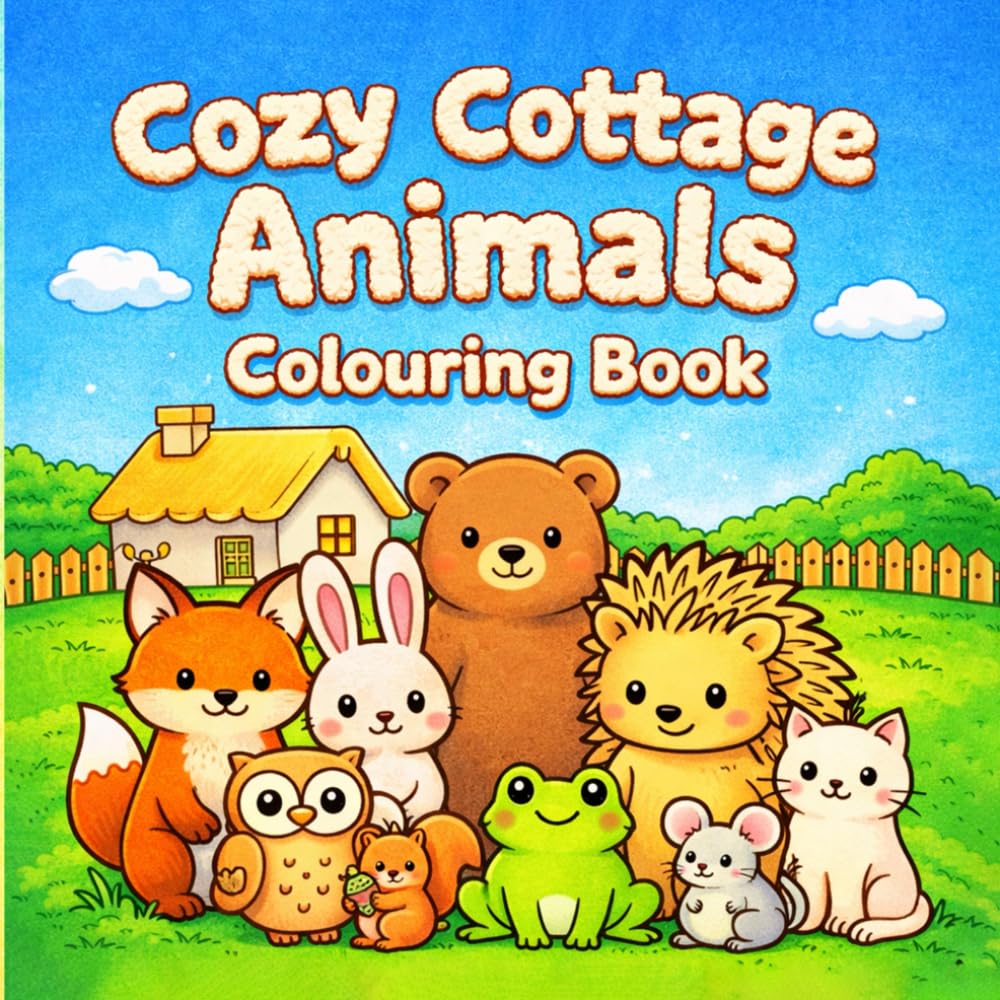 Cozy Cottage Animals Colouring Book: 30 Cozy Cottage Scenes for Relaxation and Stress Relief