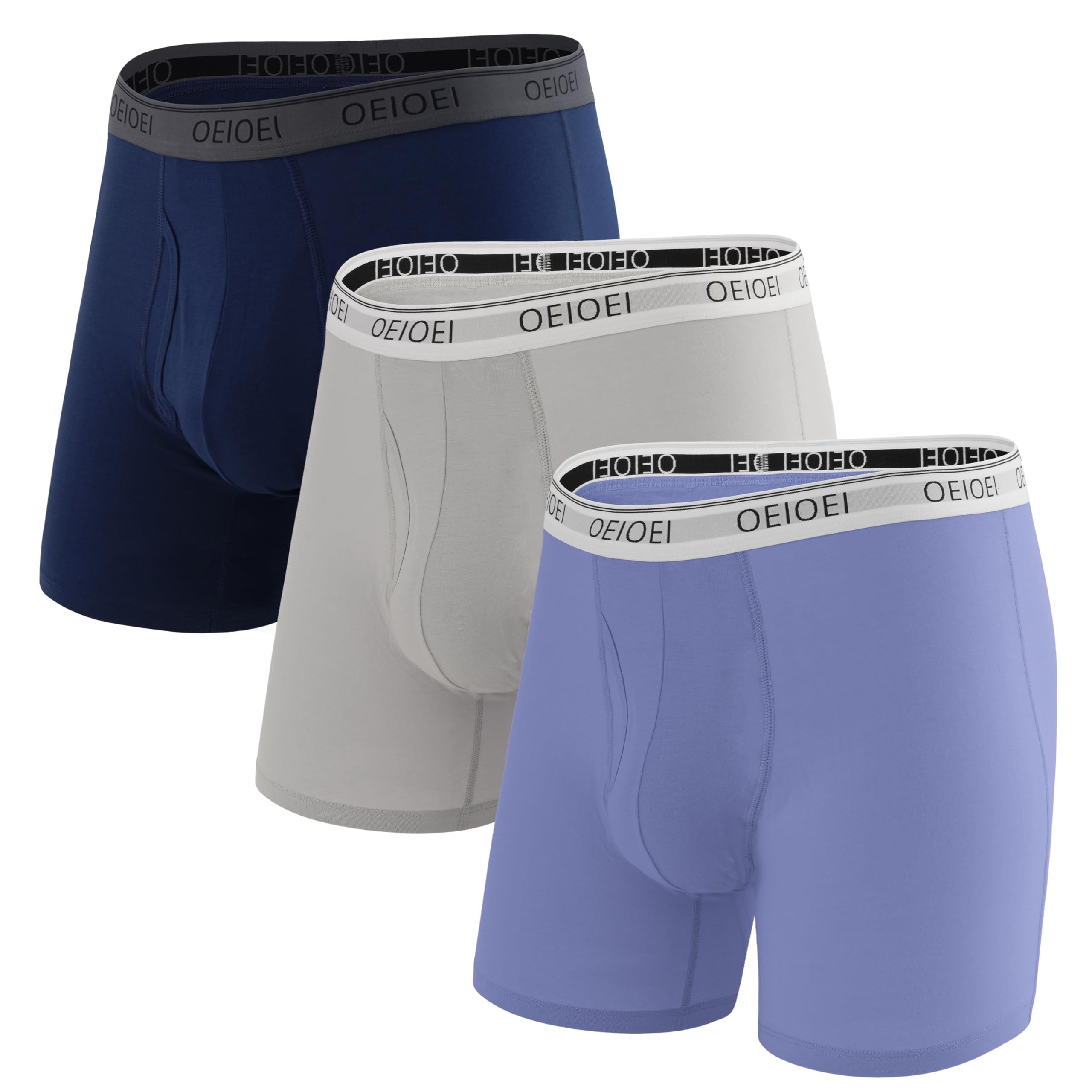 OEIOEI Men's Underwear Cotton Breathable Ball Support Pouch Boxer Briefs 3 Pack