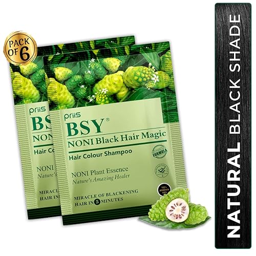Miniatura 2 de BSY Noni Black Hair Magic Hair - Champú de color para el cabello (0.4 fl oz x 6 bolsitas)  Champú de color de cabello sin amoníaco para hombres