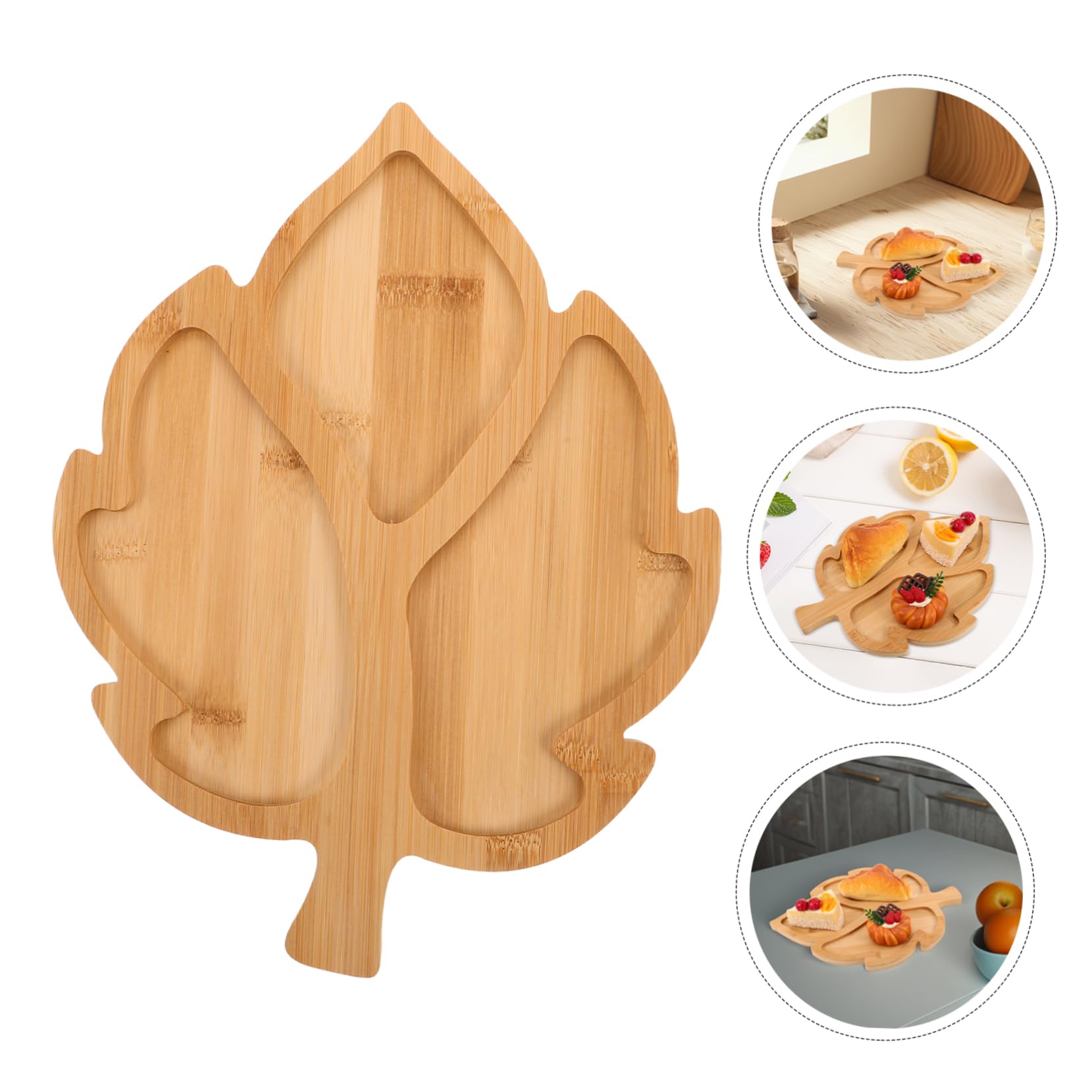 ABOOFAN Feuille en Bois Plateau de Service, Compartimenté, pour Fruits