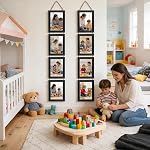 Lavezee 4x6 Black Hanging Collage Picture Frames Set of 2, 8 Opening Vertical Frame Made to Display 4 by 6 Inch Photo for Wall Decor