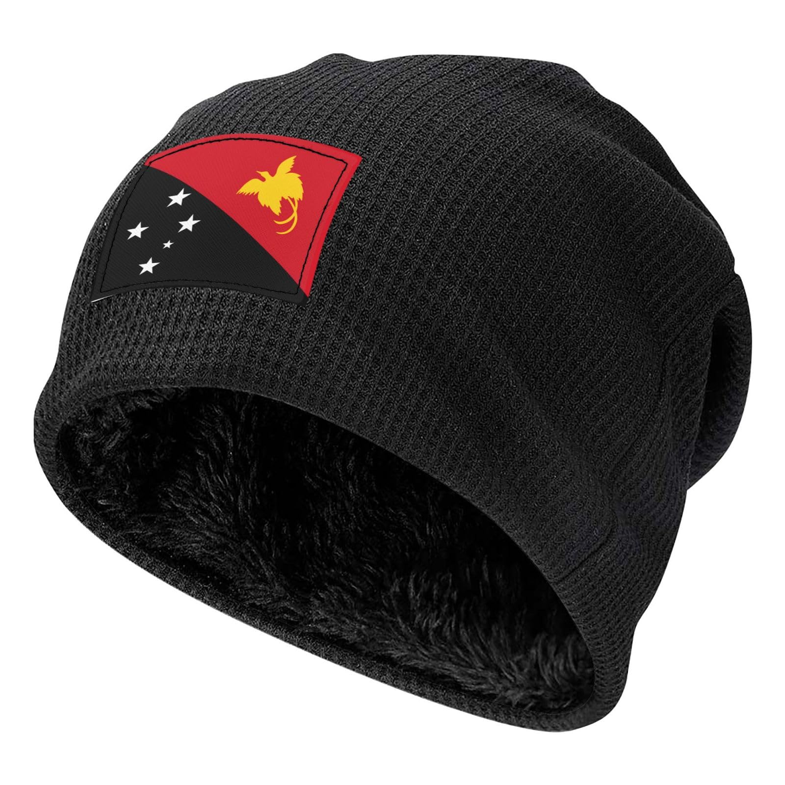 BOAIHH Winter Fashion Flag of Papua New Guinea Print Knit Hats – Soft Breathable Black Beanie, Unisex Versatile Accessories