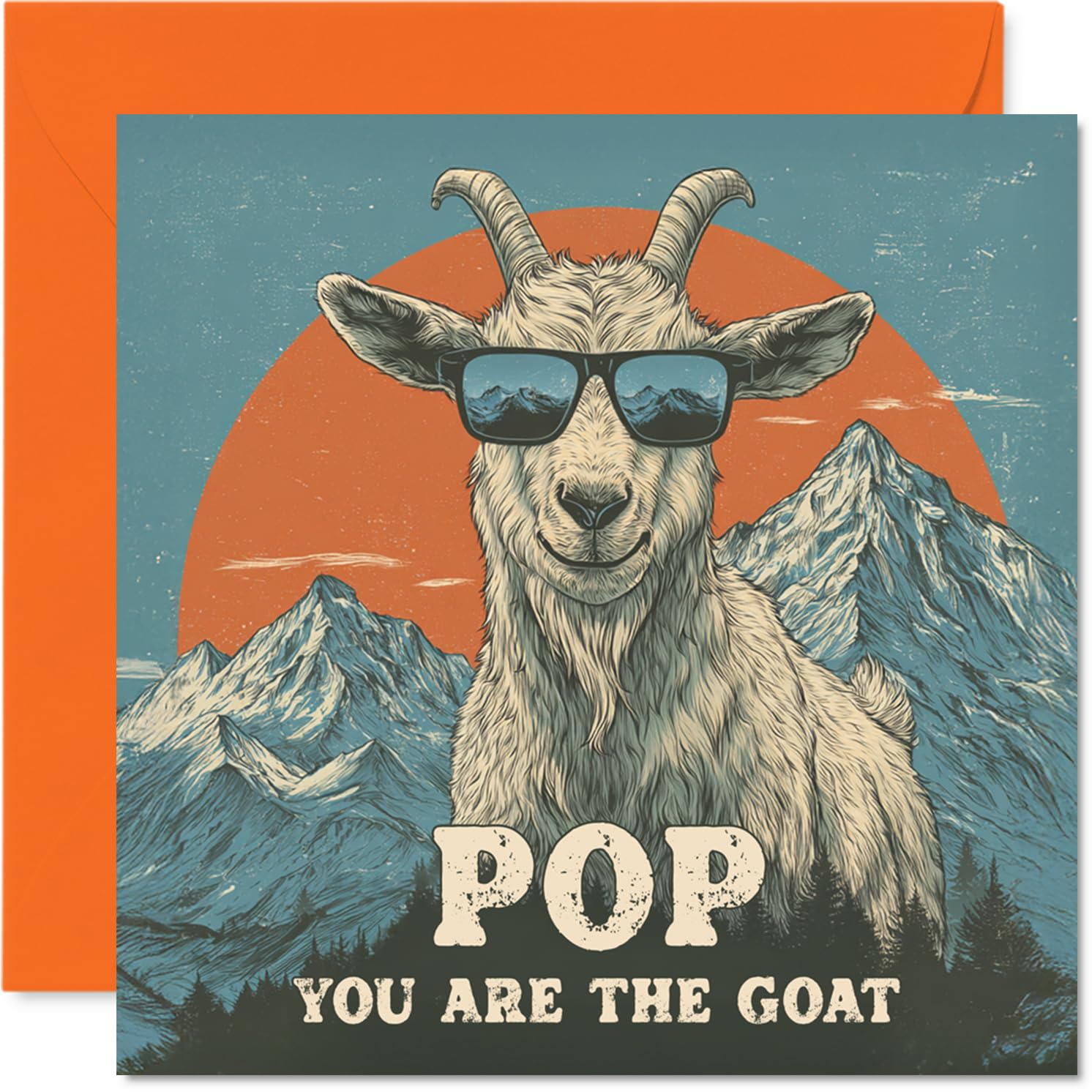 Pop Birthday Card - You Are The Goat - Happy Birthday Card for Pop from Son Daughter, 145mm Funny Animal Bday Greeting Cards