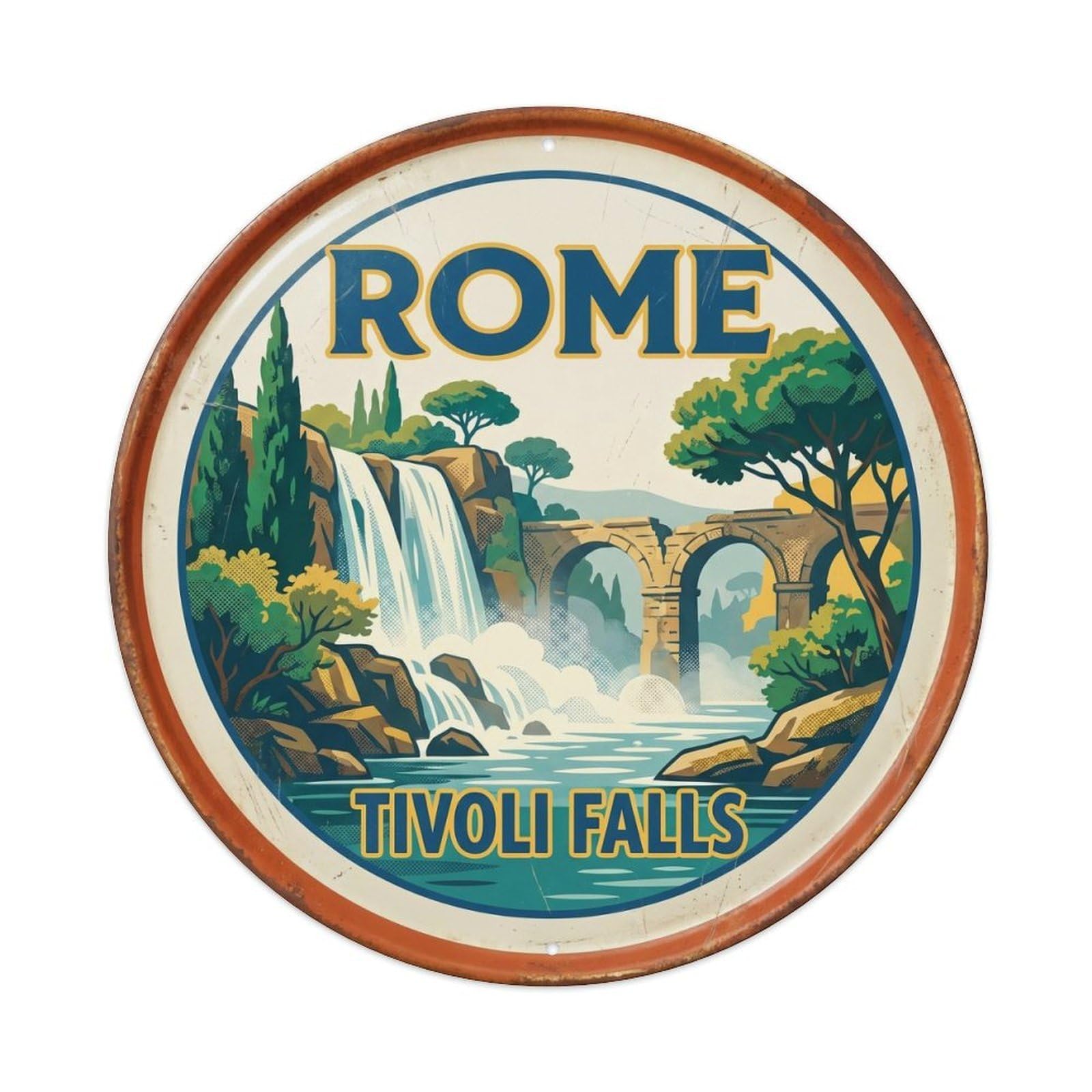 Classic Rome Italy Tivoli Coastal Travel Metal Tin Sign