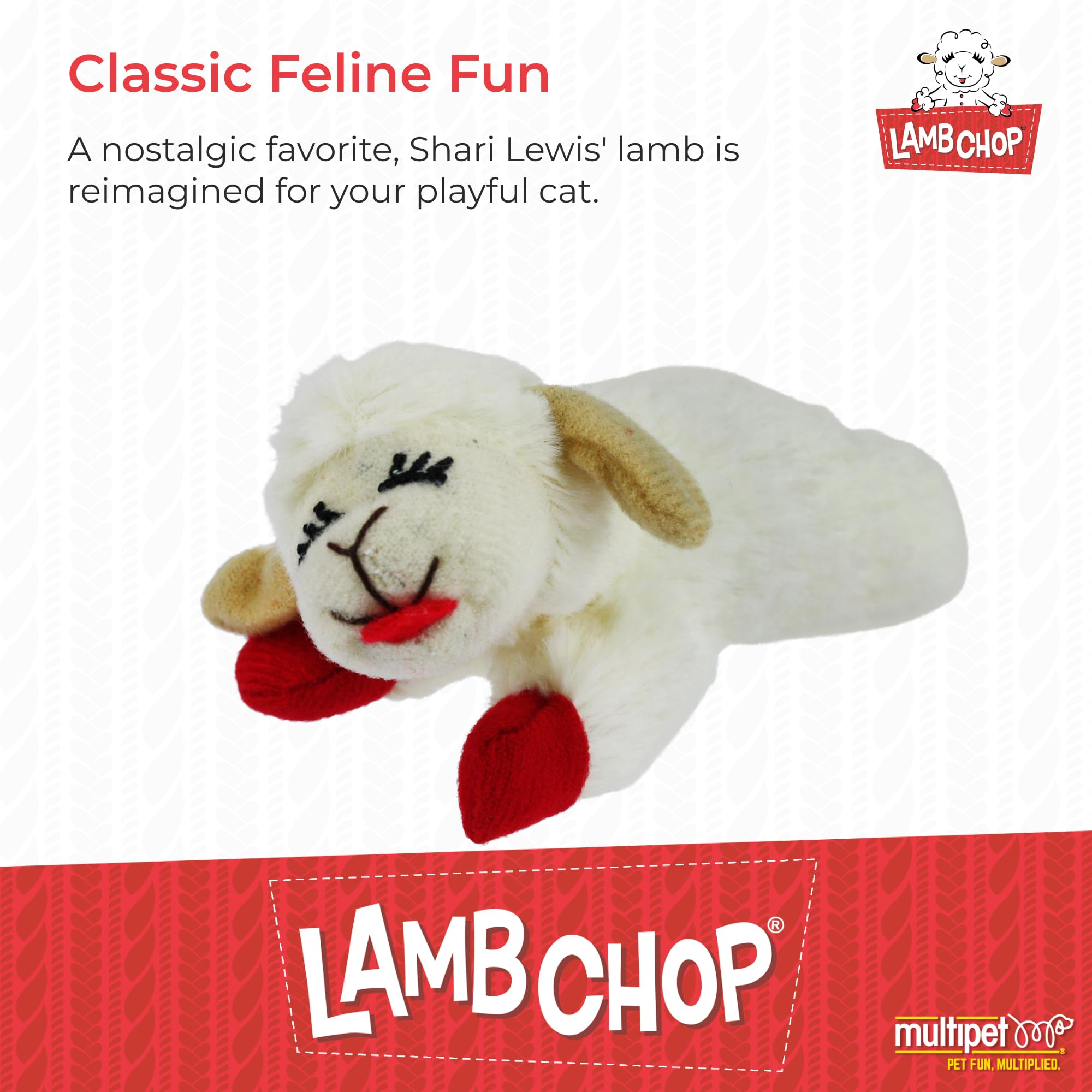 MULTIPET Lamb Chop zabawka dla kota, 10 cm, biała