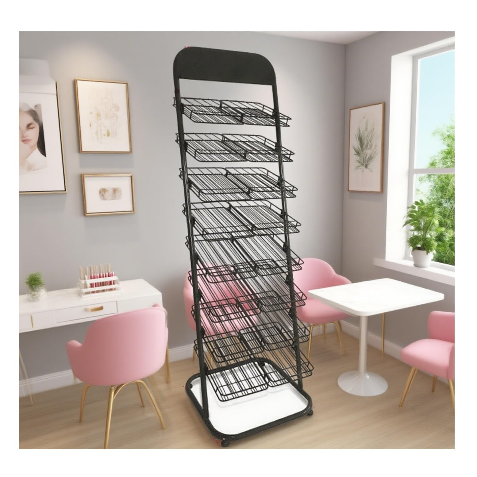 Nail Polish Rack 8 Tiers Tilted Nail Polish Bottle Metal Holder Stand Organizer Cosmetic Essential Oils Perfume Display