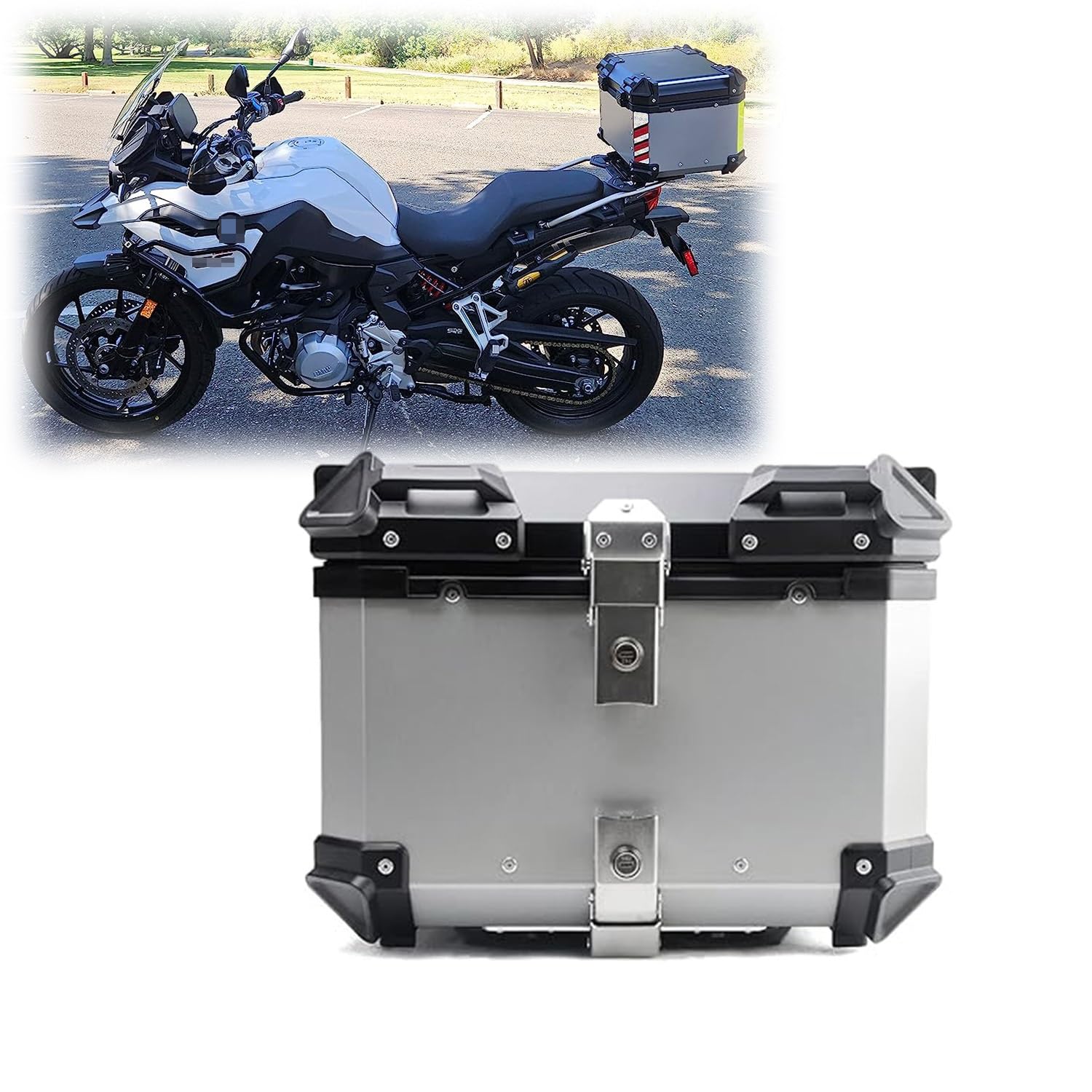 Maleta topcase de aluminio para moto de 80L ideal para rutas largas