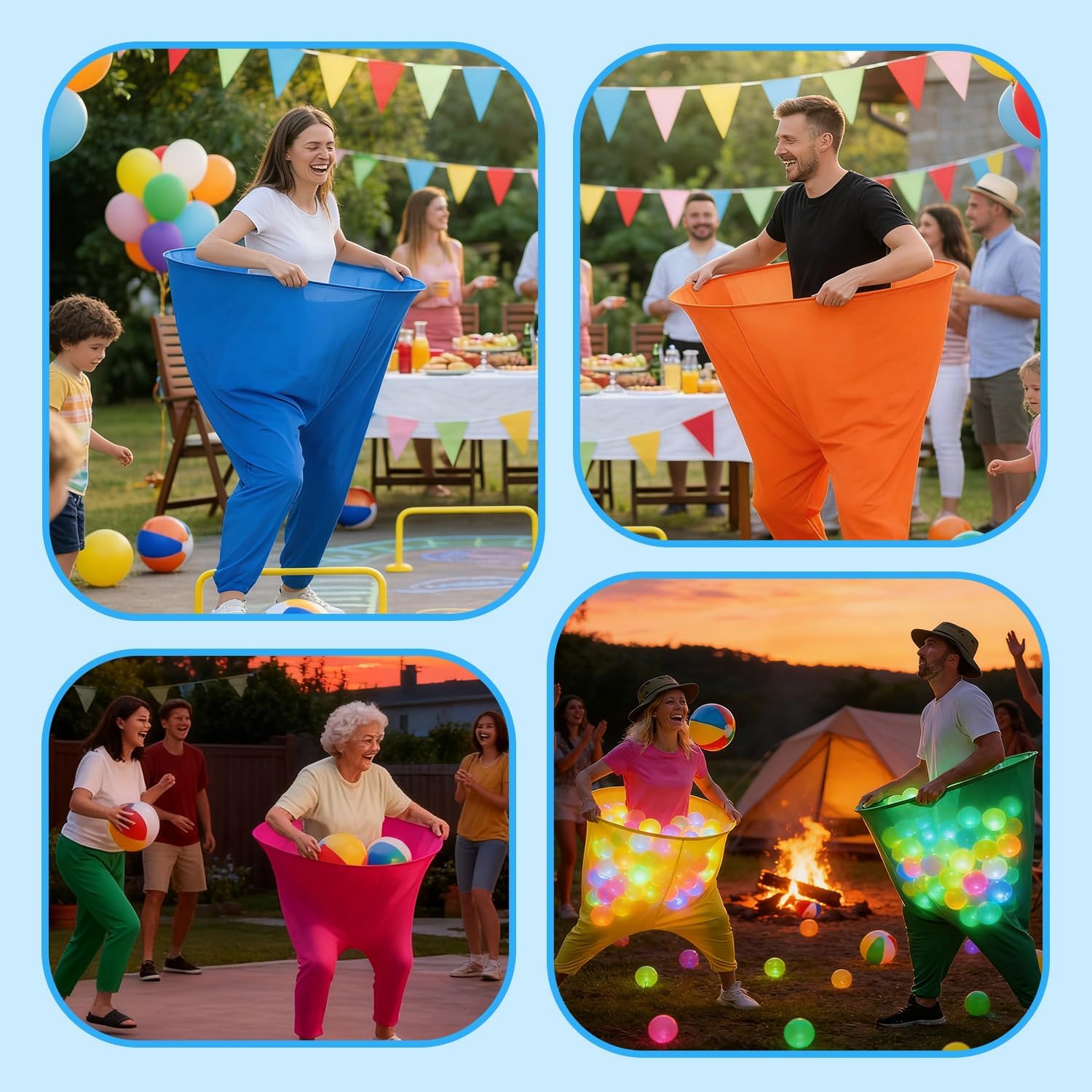 Granny Pants Yard Game Set, 4 PCS Granny Pants Family Party Outdoor Game with 20 Bouncy Balls & 4 Pumps Perfect for Adults and Kids, Fun Family Reunion Ultimate Backyard Party Games