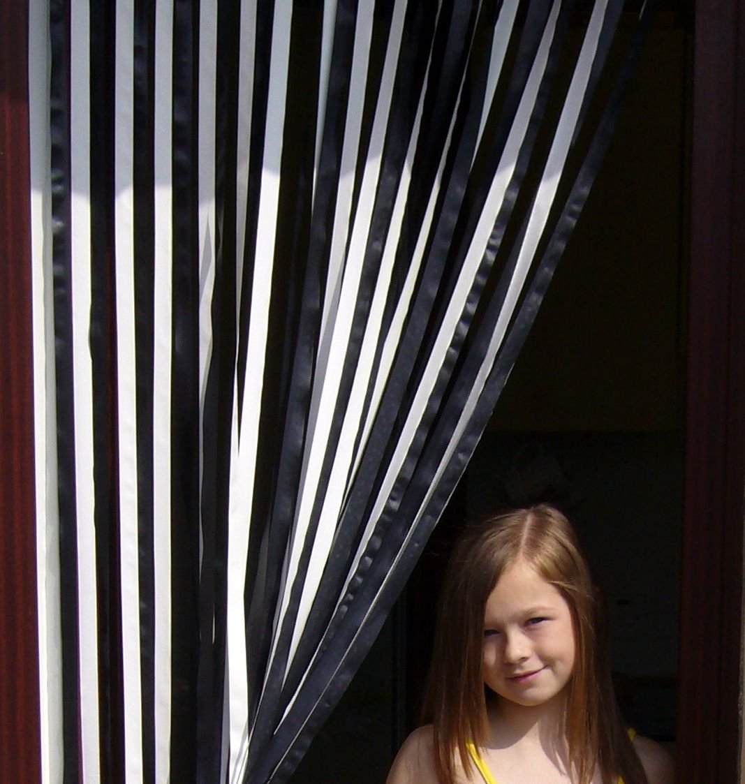 Holland Plastics Black/White Heavy Duty Caravan/Rv Door Curtain 62Cm Wide,Bug Blind,Fly Blind,Strip Blind- & -62Cm Wide