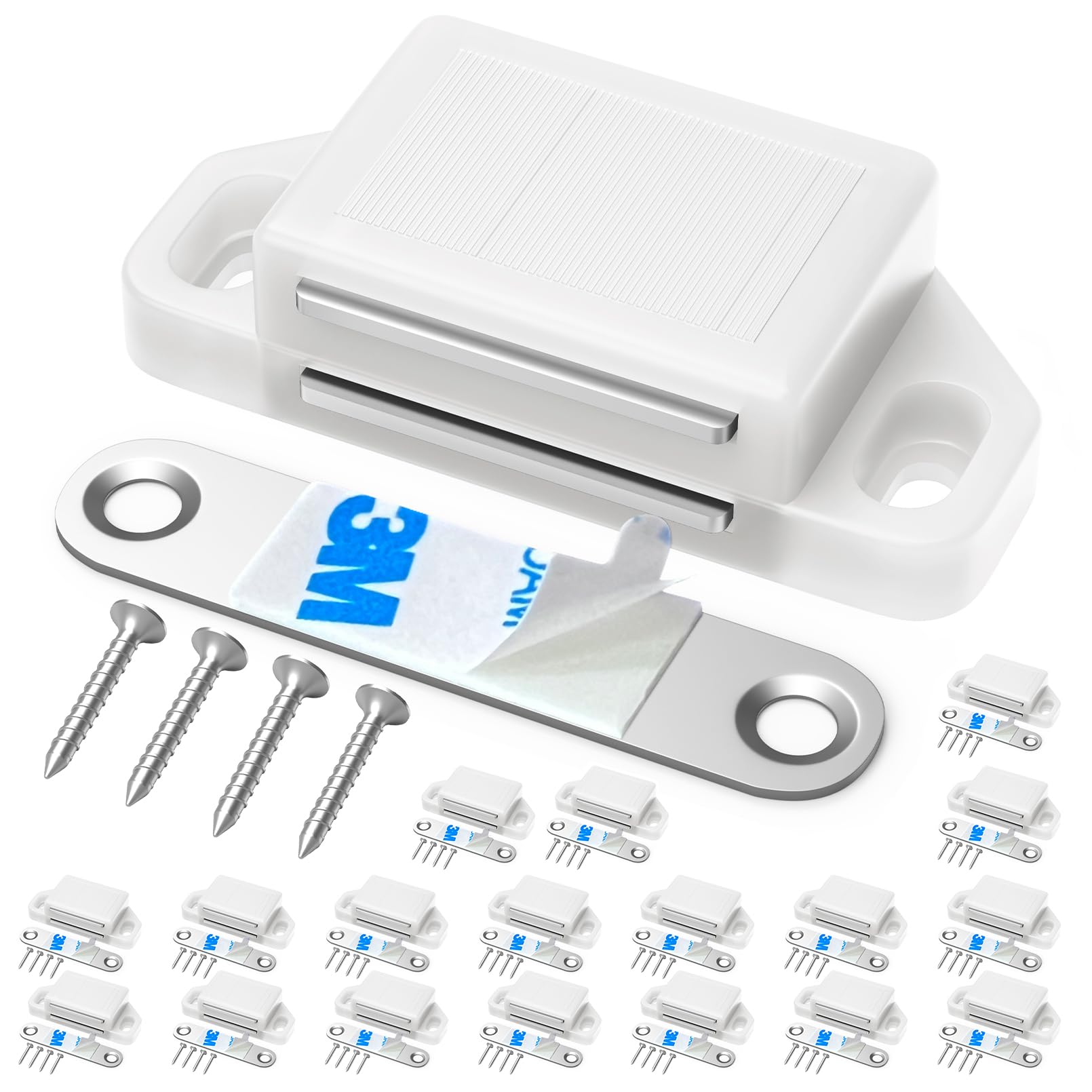 Tonitrui White Cabinet Magnetic Catch Magnetic Cabinet Door Catch Magnetic Cabinet Latch For Kitchen Drawer Magnets To Stay Closed Magnetic Catch Closet For Drawer（ 18 Pack）
