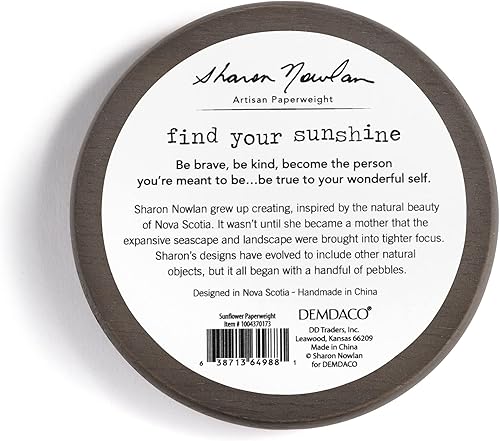 Miniatura 2 de DEMDACO Sharon Nowlan Find Your Sunshine Sunflower - Pisapeles de vidrio amarillo (3,5 x 3,5 pulgadas)