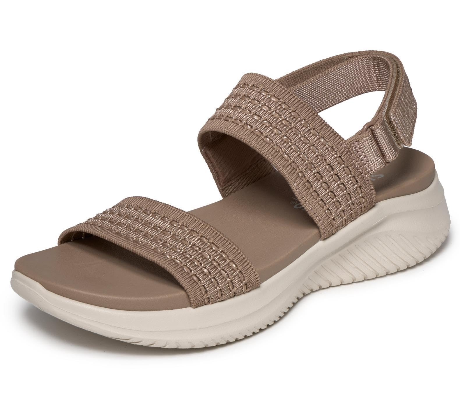 Skechers Women's Ultra Flex 3.0 Sandal, Mocha, 6.5 UK
