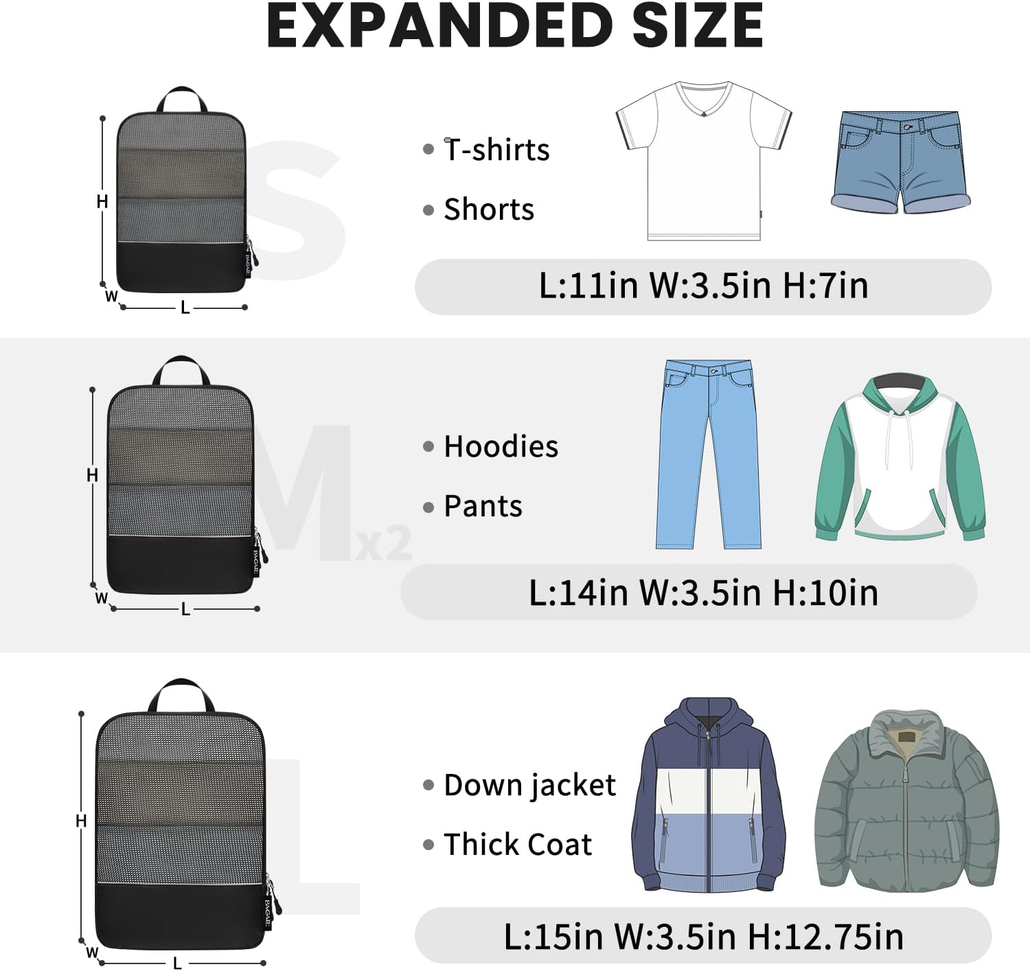 BAGAIL 4 Set/6 Set Ultralight Compression Packing Cubes Packing Organizer for Travel Accessories Luggage Suitcase Backpack(70D 4Set Mesh Black) - Image 2