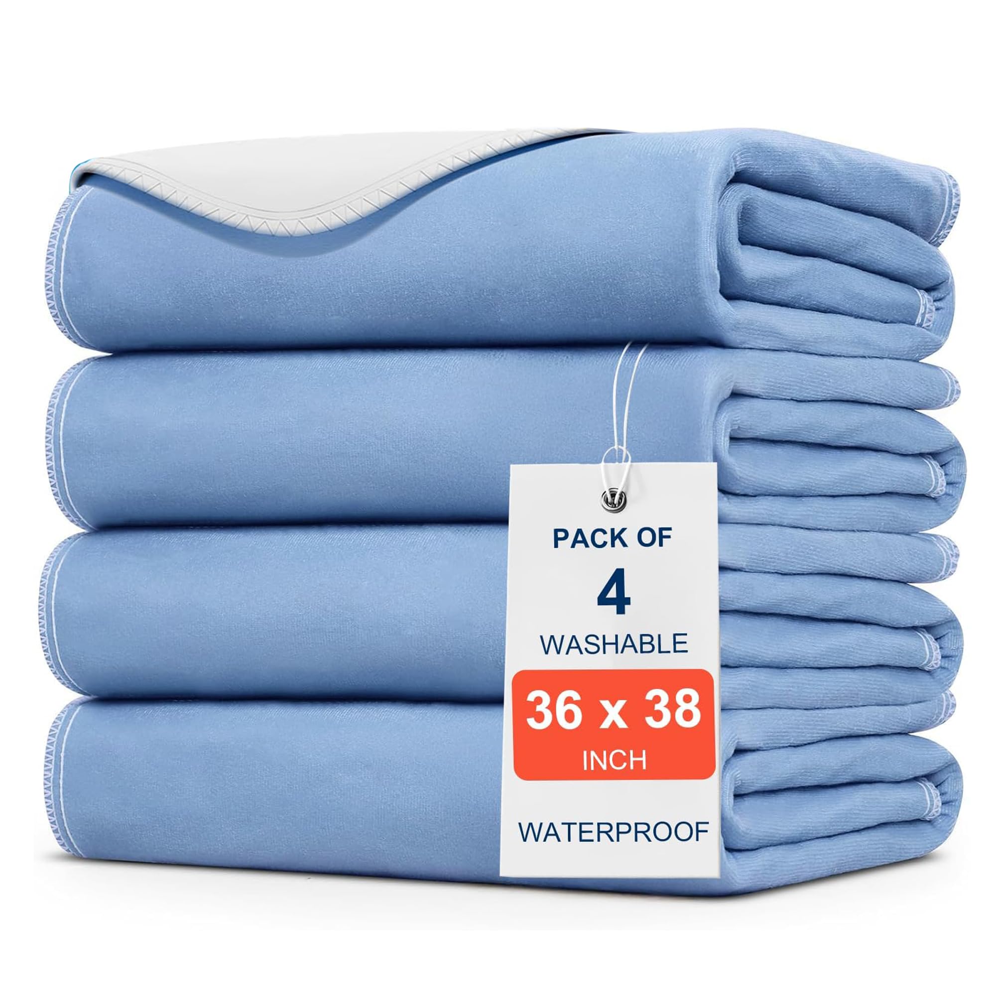 Paquete de 4 almohadillas de cama de 36 x 38 pulgadas para incontinencia de absorción grande, de secado rápido, lavables y reutilizables para niños, adultos, perros mayores y mascotas, almohadilla