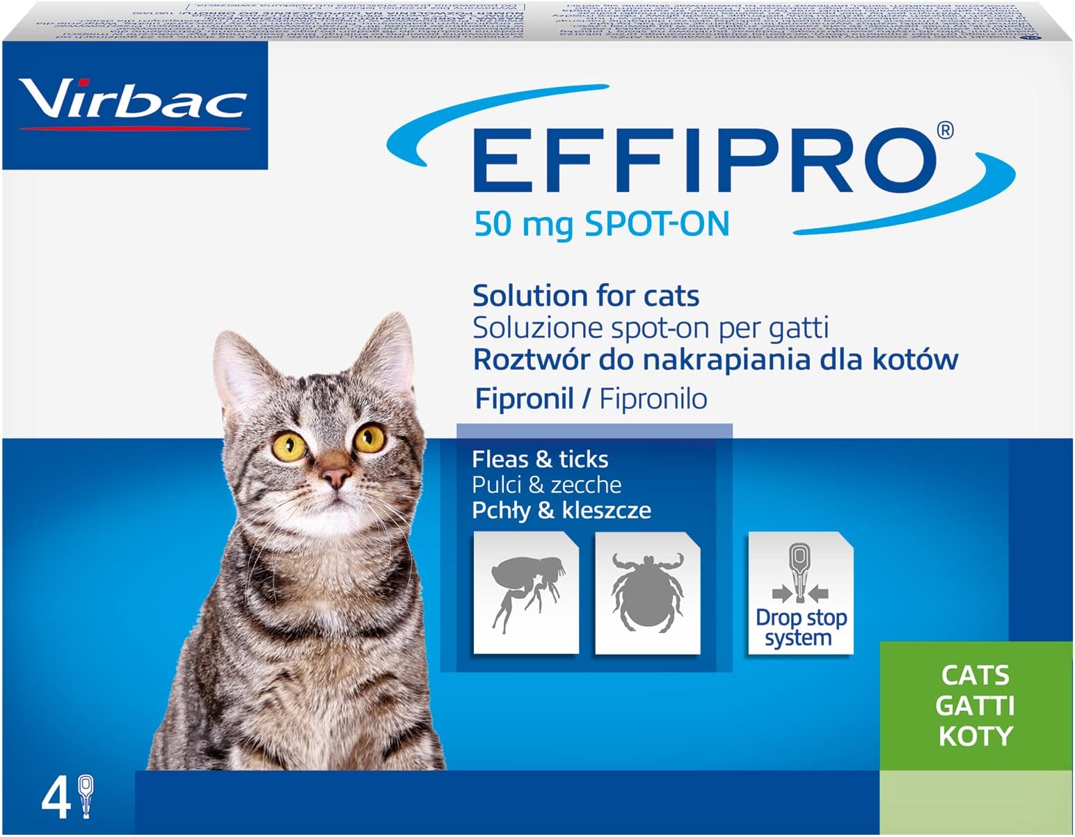 Virbac 104069012 EFFIPRO' CAT 4PIP Antiparassitario per Gatti