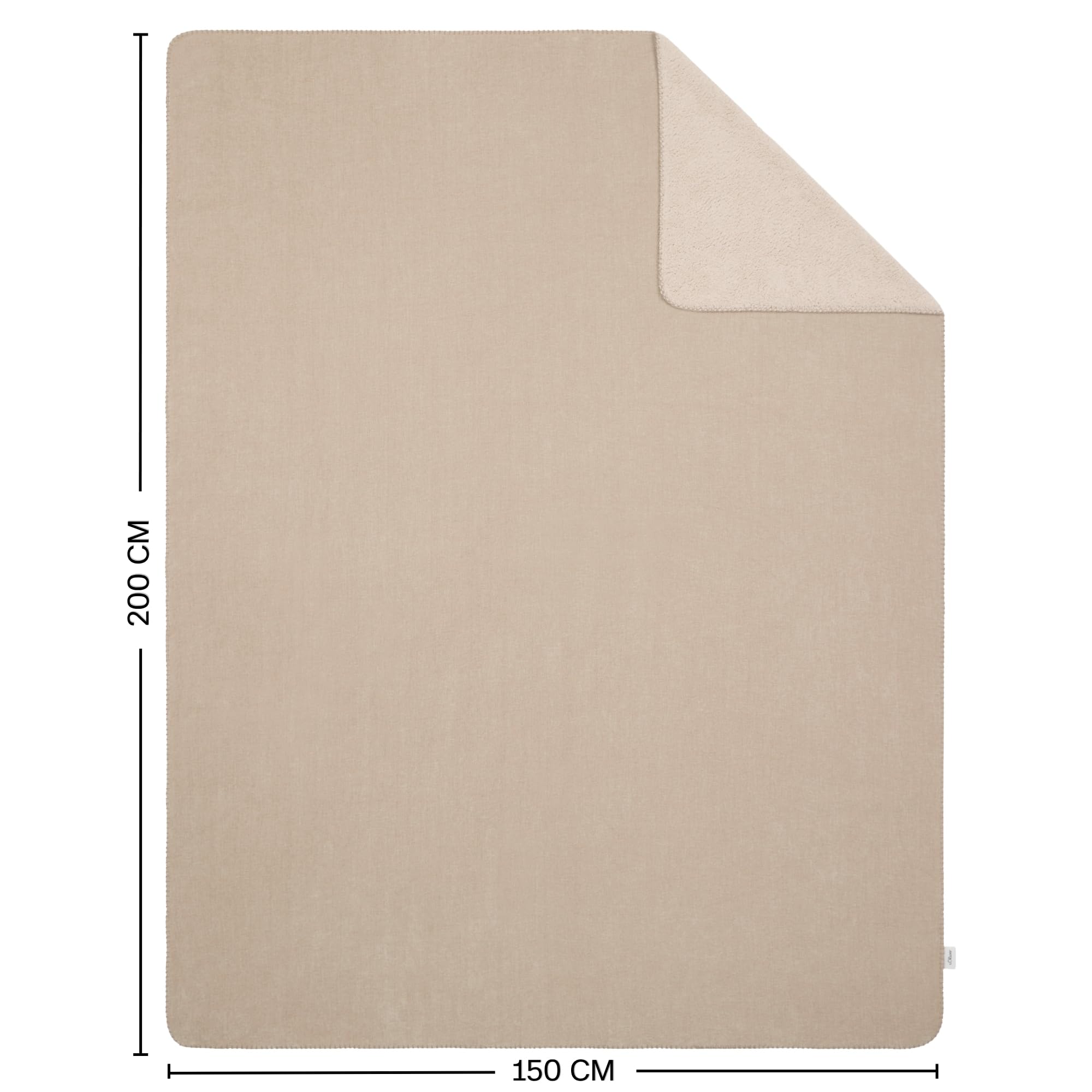 s.Oliver Lounge Decke 150x200 - Polyesterflausch kuschelig, warm & waschbar, Kuscheldecke beige