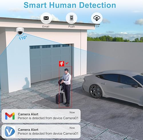 Miniatura 2 de Cámara domo IP PoE de 5 MP de Anpviz con micrófono, audio, cámara de seguridad IP, visión nocturna para exteriores, 98 pies, resistente a la